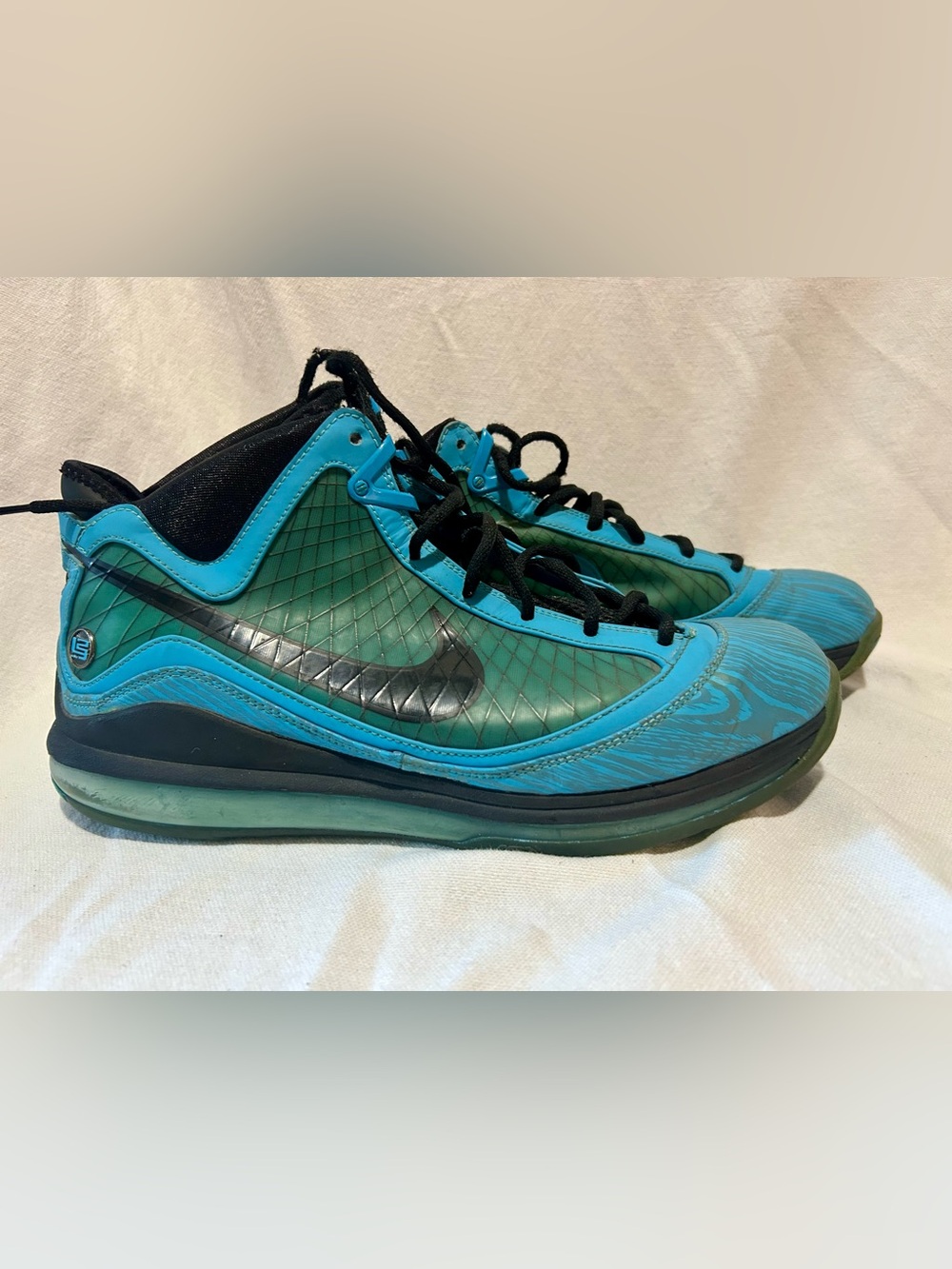 Nike LeBron 7 Chlorine Blue Black Copa Size 11 375664-401 Sneakers Shoes